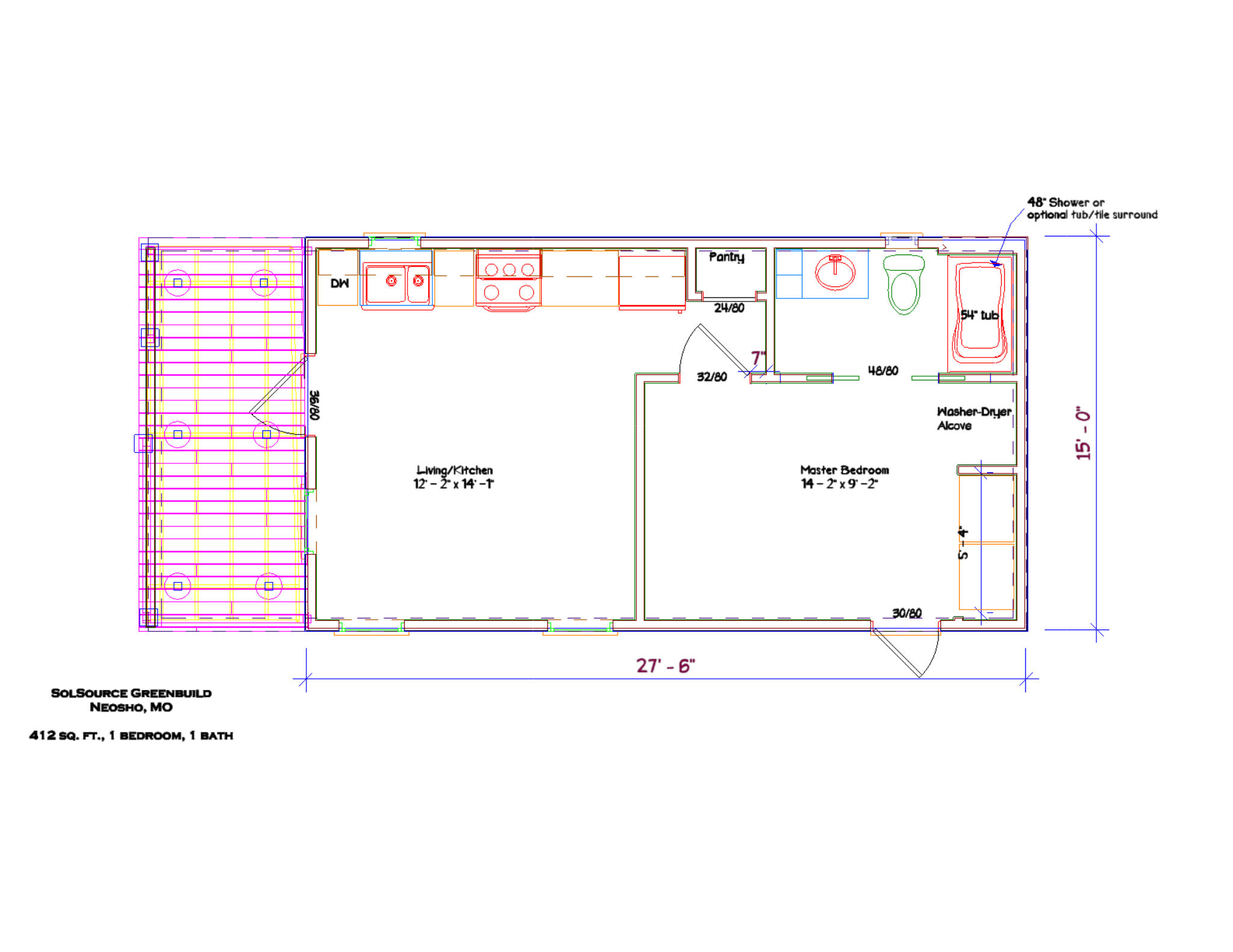 Straight kitchen 412 sq. ft, front porch Straight kitchen 412 sq. ft, front porch